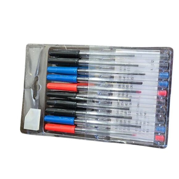 Roseart Vintage Pens10 Ball Point Pens Black Blue Red - Picture 5 of 6